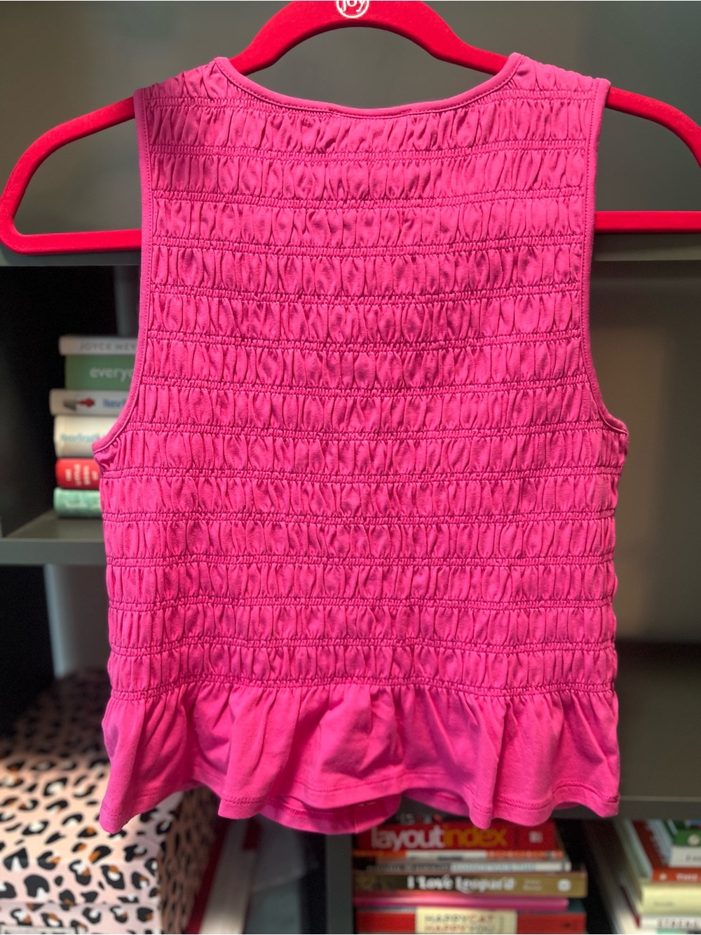 NWT Eclipse Fuchsia Smocked Ruffle Hem Tank Top - Picture 5 of 6